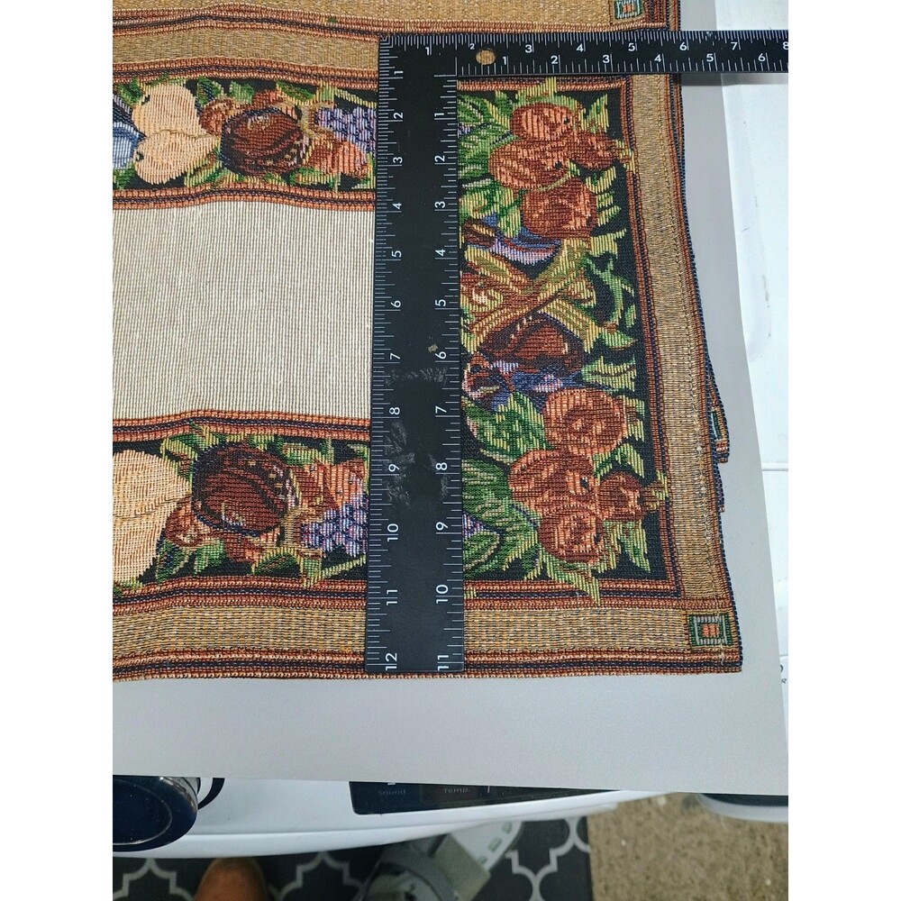 Vintage Set Of 7 Placemats Pear Grapes Leaves Fruit Tapestry Fall 12" x 17.5" - Picture 3 of 3